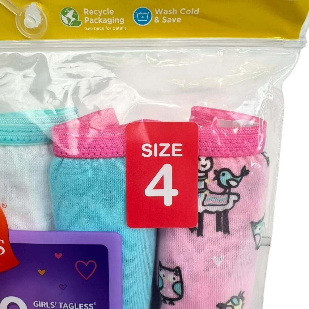 Hanes Girls Size 4 10 Pack Briefs Tagless Cotton Rainbow Owl Llama Prints - Picture 2 of 4